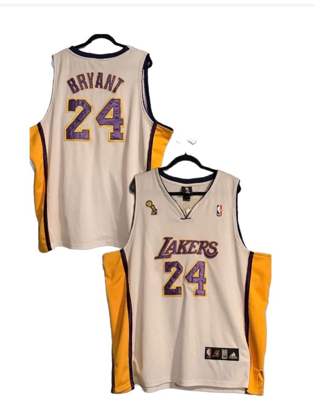 Vintage Adidas Kobe Bryant Los Angeles Lakers 24 NBA Finals Sunday White Jersey